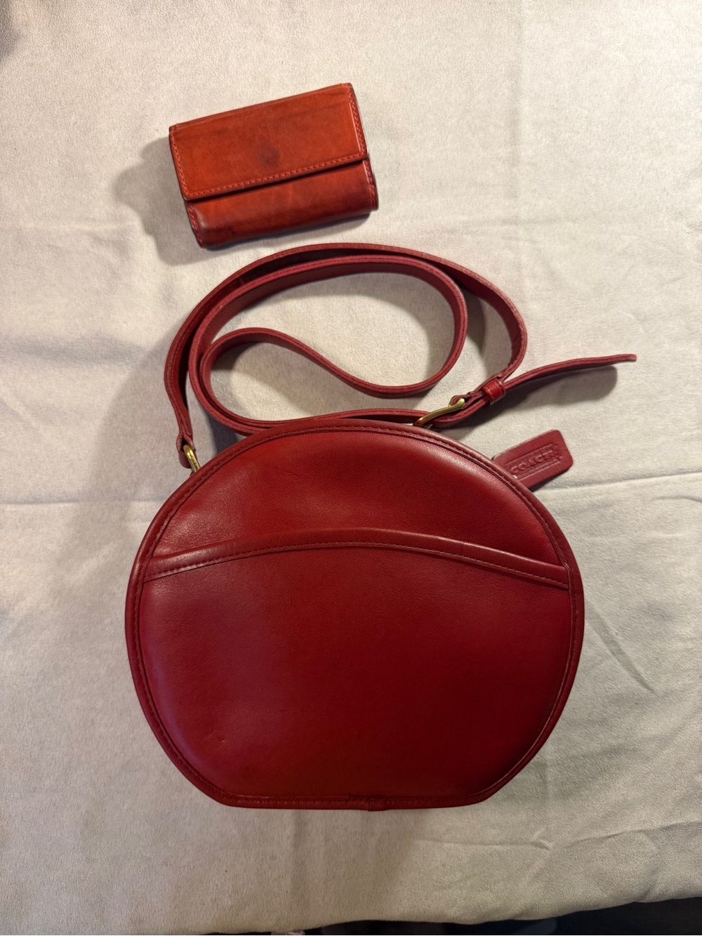 Vintage Coach Red Leather Chester & Red Coach Leatherwear trifold wallet